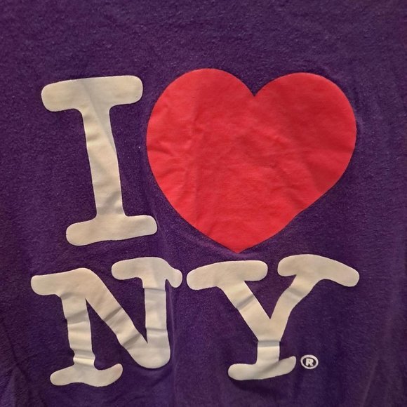 VINTAGE Purple I‎ Love NY Tee Shirt Size Medium - Picture 2 of 4